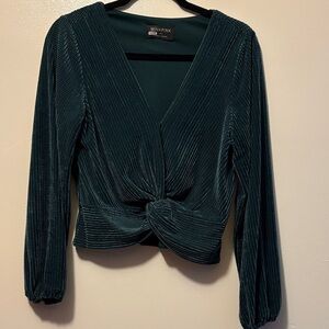 MINKPINK Deep Green Velvet Blouse